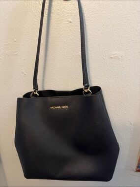 Michael Kors Black Hand Bag with Gold Hardware